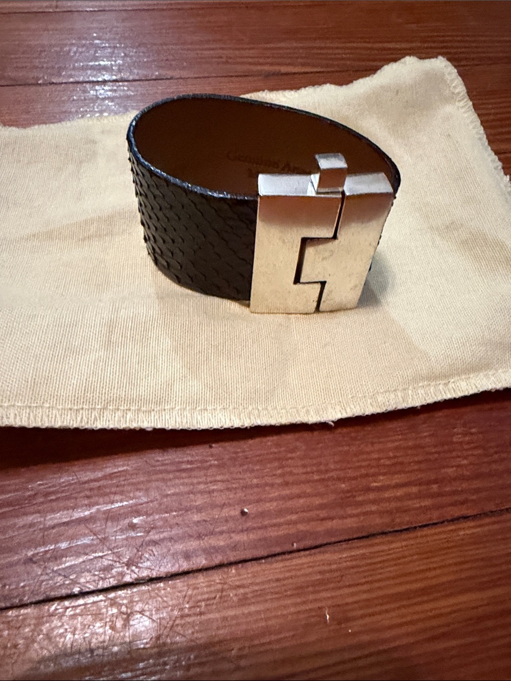 Women's Black Leather Leighelena Genuine Anaconda Bracelet with Silver Clasp
